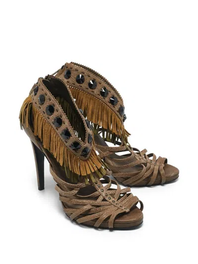 Pre-owned Dior 120mm Fringed Strappy Sandals