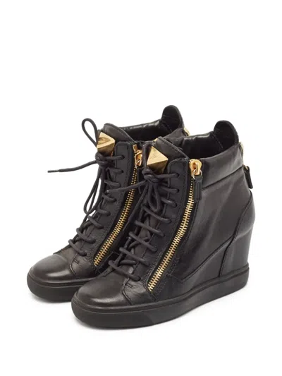 Pre-owned Giuseppe Zanotti Vintage Zippered Wedge Ankle Boots