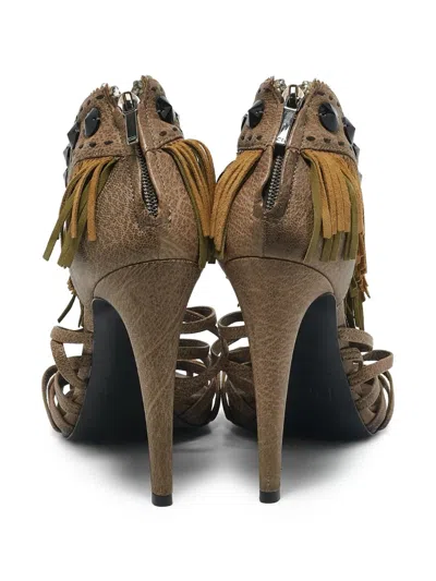 Pre-owned Dior 120mm Fringed Strappy Sandals