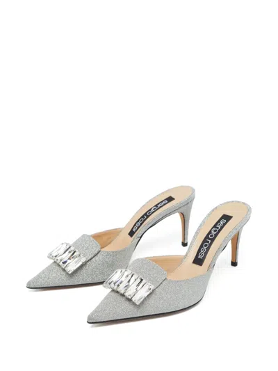 Pre-owned Sergio Rossi Vintage  Crystal-embellished Pointed-toe Mules