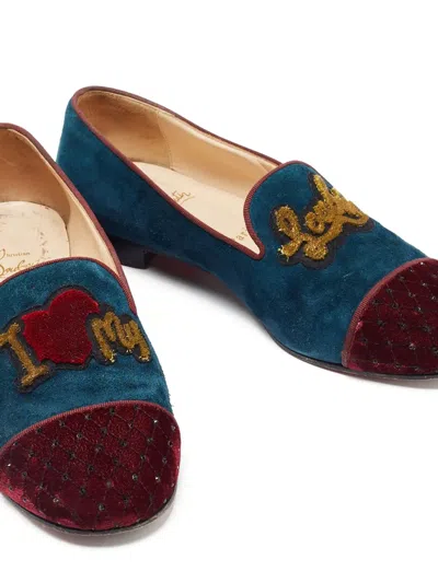Pre-owned Christian Louboutin Rhinestone-embellished Velvet Pumps