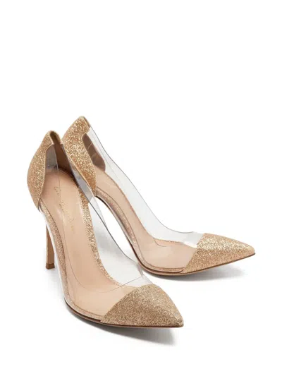 Pre-owned Gianvito Rossi 105mm Plexi Glittered Pointed-toe Heels