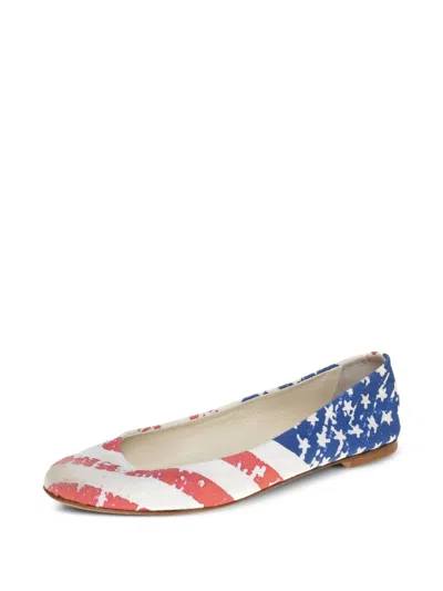 Pre-owned Giuseppe Zanotti Vintage Flag-print Ballet Flats