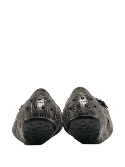 Pre-owned Tod's Vintage Metallic-effect Leather Ballet Flats