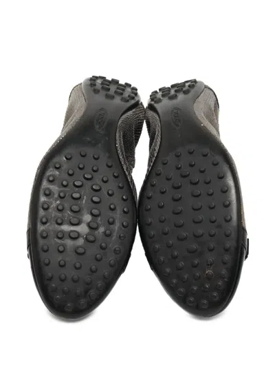 Pre-owned Tod's Vintage Metallic-effect Leather Ballet Flats