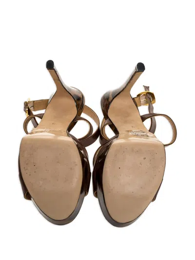 Pre-owned Gina 120mm Leopard-print Platform Sandals