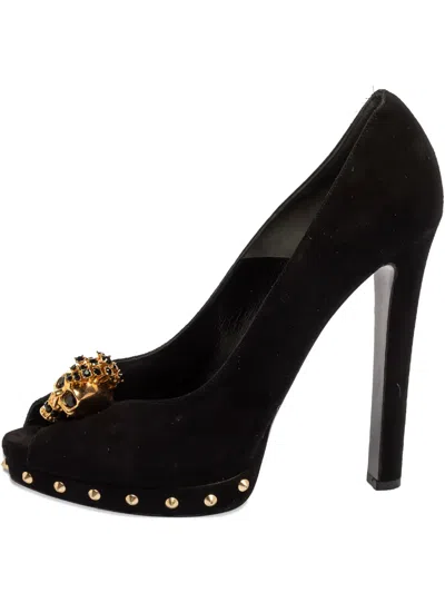Pre-owned Alexander Mcqueen 135mm Skull-embellished Pumps