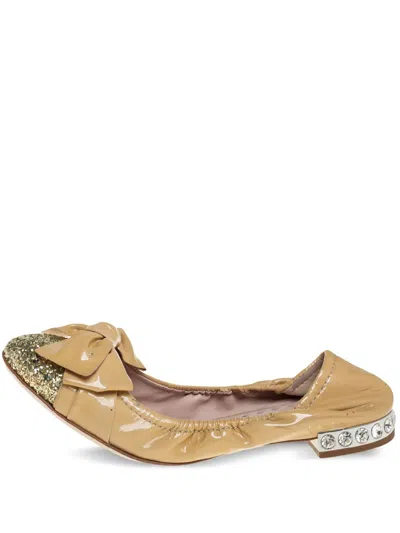 Pre-owned Miu Miu Bow-embellished Ballet Flats