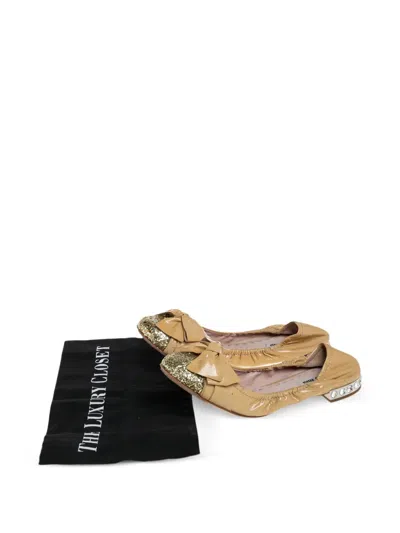 Pre-owned Miu Miu Bow-embellished Ballet Flats