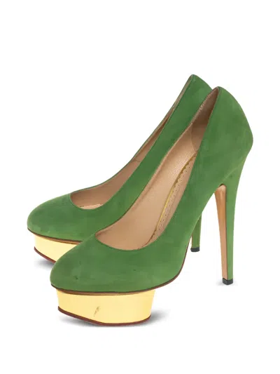 Pre-owned Charlotte Olympia  140mm Suede Platform Pumps