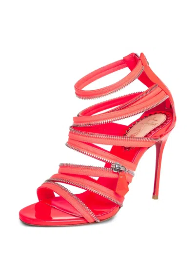Pre-owned Christian Louboutin 100mm Unzip Sandals