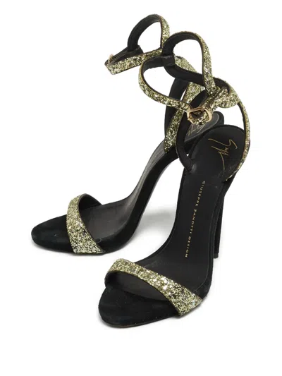 Pre-owned Giuseppe Zanotti Vintage  130mm Coarse Glittered Stiletto Sandals