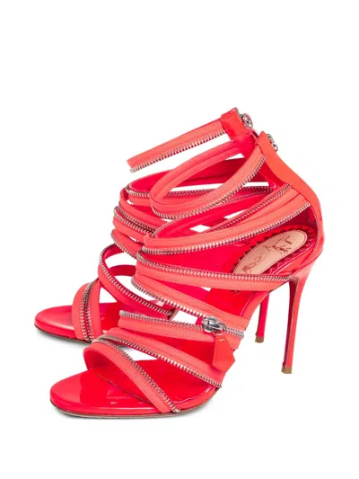 Pre-owned Christian Louboutin 100mm Unzip Sandals
