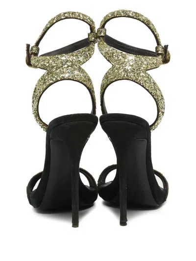 Pre-owned Giuseppe Zanotti Vintage  130mm Coarse Glittered Stiletto Sandals
