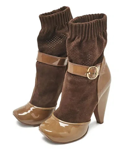 Pre-owned Marc Jacobs  100mm Sock Suede Ankle Boots