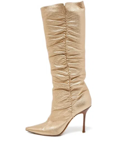 Pre-owned Jimmy Choo 110mm Ruched Knee-high Boots