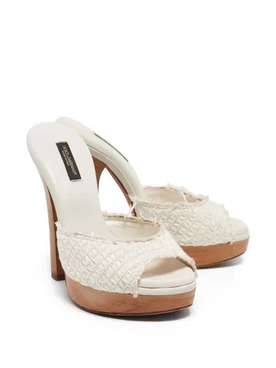 Pre-owned Dolce & Gabbana 140mm Interwoven Sandals