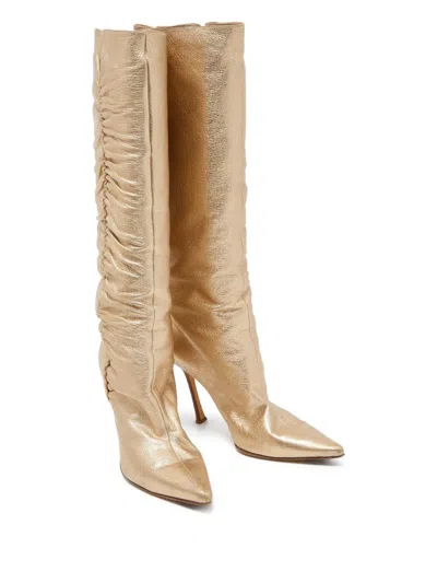 Pre-owned Jimmy Choo 110mm Ruched Knee-high Boots