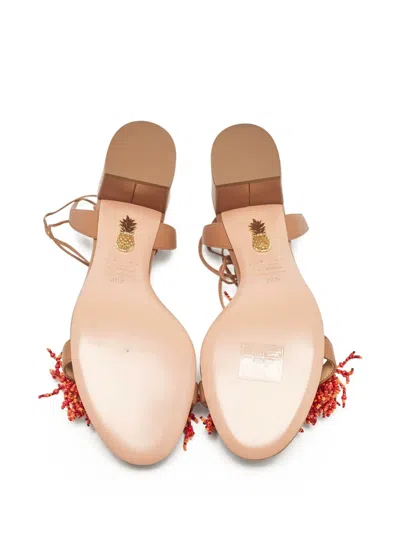 Pre-owned Aquazzura 60mm Beaded Block-heel Sandals