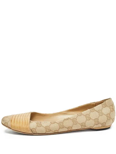 Pre-owned Gucci Gg Canvas Ballet Flats