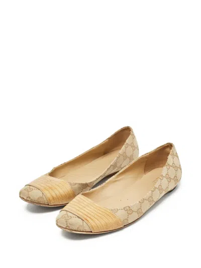Pre-owned Gucci Gg Canvas Ballet Flats
