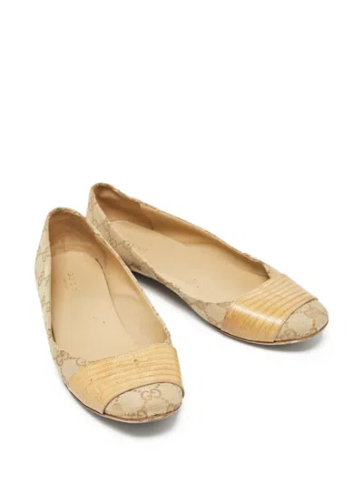 Pre-owned Gucci Gg Canvas Ballet Flats
