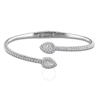 Created Forever 2ct Tw Pear-cut And Round Lab-grown Diamond Open Bangle In 14k White Gold In Metallic