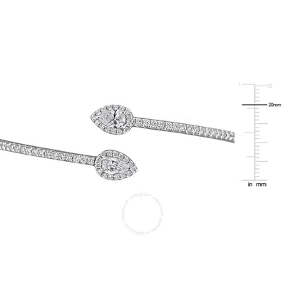 Created Forever 2ct Tw Pear-cut And Round Lab-grown Diamond Open Bangle In 14k White Gold In Metallic