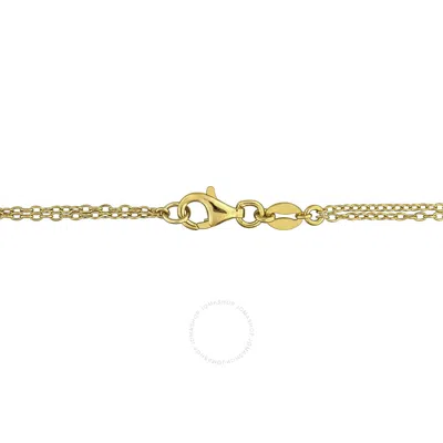 Created Forever 1/6ct Tgw Created Ruby And 1/7ct Tw Lab-grown Diamond Triple Heart Bracelet In Yello In Gold