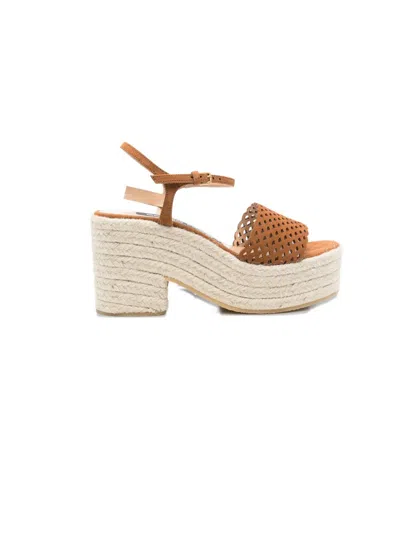 Sergio Rossi 85mm Perforated Heeled Espadrilles In Brown