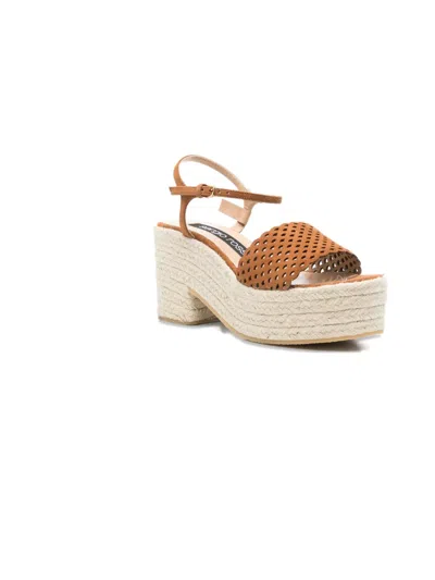 Sergio Rossi 85mm Perforated Heeled Espadrilles In Brown