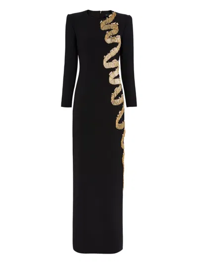 Jenny Packham Embellished Liberty Maxi Dress In Black