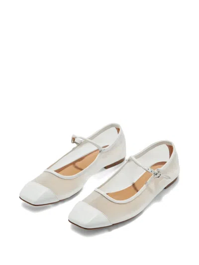 Aeyde Uma Leather Mesh Ballet Flats In Gray