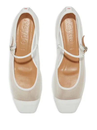 Aeyde Uma Leather Mesh Ballet Flats In Gray