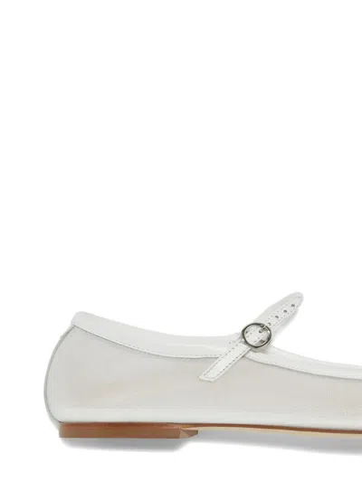 Aeyde Uma Leather Mesh Ballet Flats In Gray