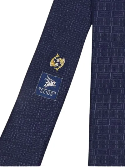 Elios Milano Pisces Geometric-pattern Silk Tie In Blue