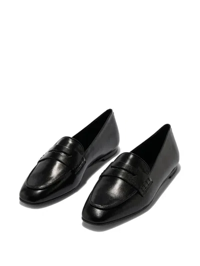 Aeyde Leather Penny Strap Loafers Rubber Sole In Black