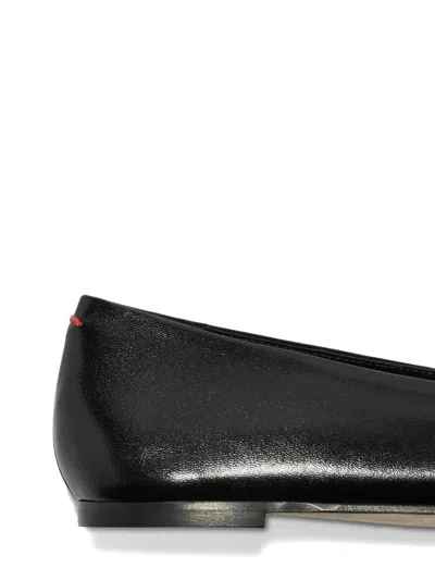 Aeyde Leather Penny Strap Loafers Rubber Sole In Black