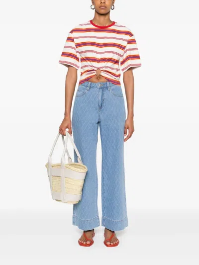 Suncoo Button-fastening Wide-leg Jeans In Blue