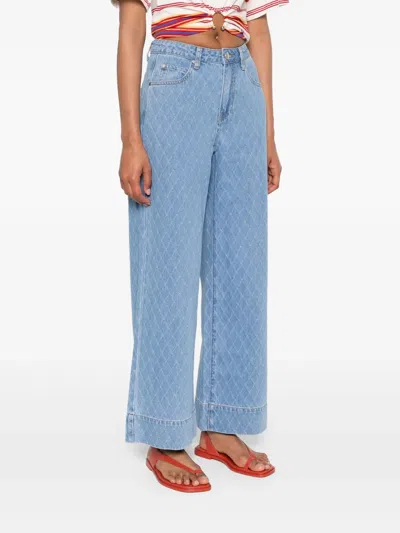 Suncoo Button-fastening Wide-leg Jeans In Blue