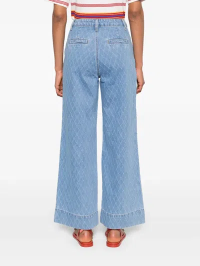 Suncoo Button-fastening Wide-leg Jeans In Blue