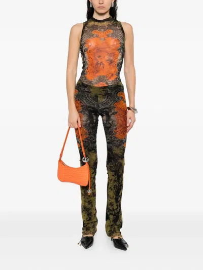 Jean Paul Gaultier Abstract-pattern Print Trousers In Black