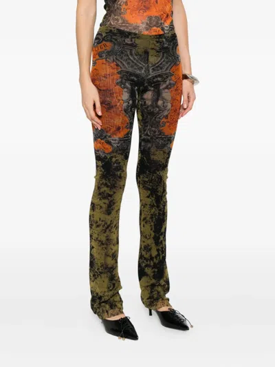 Jean Paul Gaultier Abstract-pattern Print Trousers In Black