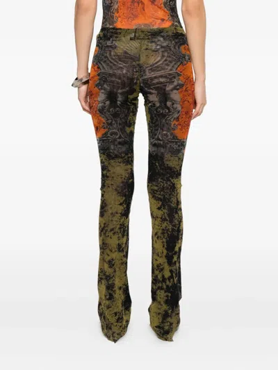 Jean Paul Gaultier Abstract-pattern Print Trousers In Black