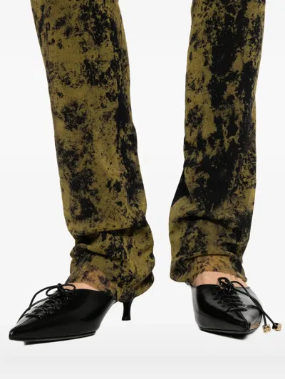 Jean Paul Gaultier Abstract-pattern Print Trousers In Black