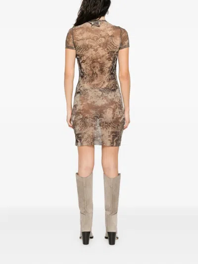 Jean Paul Gaultier Abstract-pattern Print Mini Dress In Neutral