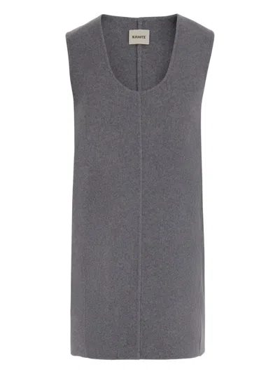 Khaite Wool Sleeveless Dress In Gray