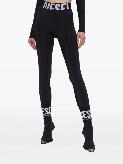 Diesel Adeline Logo-waistband Leggings In Black