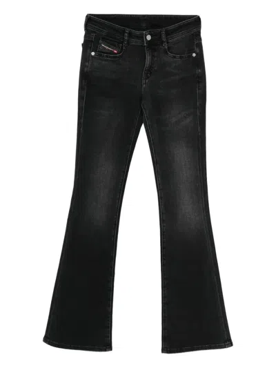 Diesel Flared Cotton Blend Jeans In Black