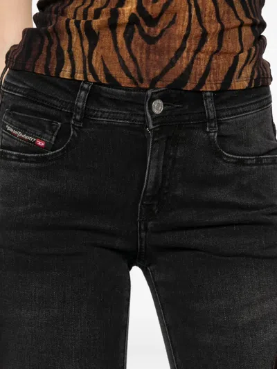 Diesel Flared Cotton Blend Jeans In Black